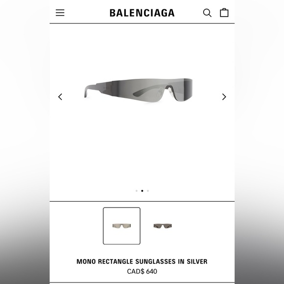 BALENCIAGA - MONO RECTANGLE SUNGLASSES IN SILVER - Picture 8 of 8